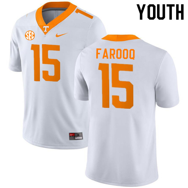 Youth #15 Edrees Farooq Tennessee Volunteers College Football Jerseys Stitched-White